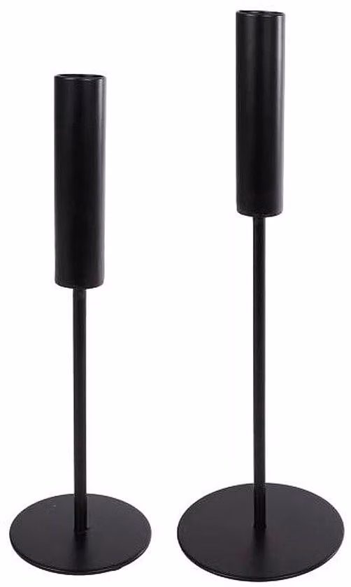 Set di lampade da tavolo in metallo composto da 2 pezzi, da 25 cm e 30 cm, rotonde, nere, dal design moderno