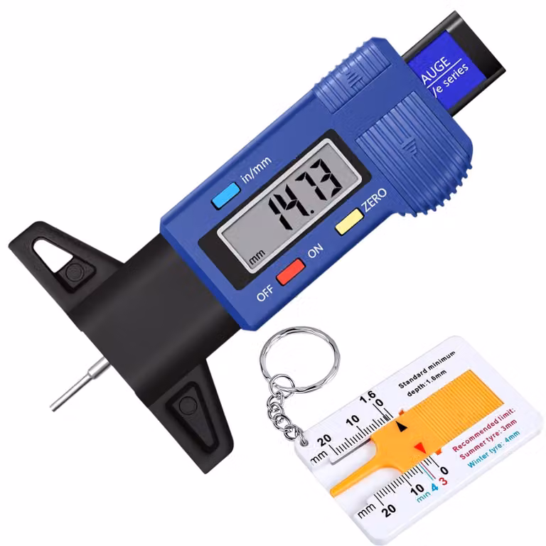 Calibro per battistrada digitale - Profondità 0-25,4 mm - Display LCD - Blu - Set da 2