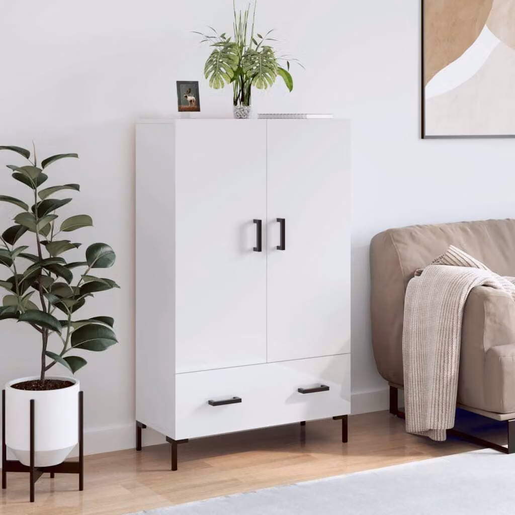 vidaXL Highboard bianco lucido 69,5x31x115 cm materiale a base di legno