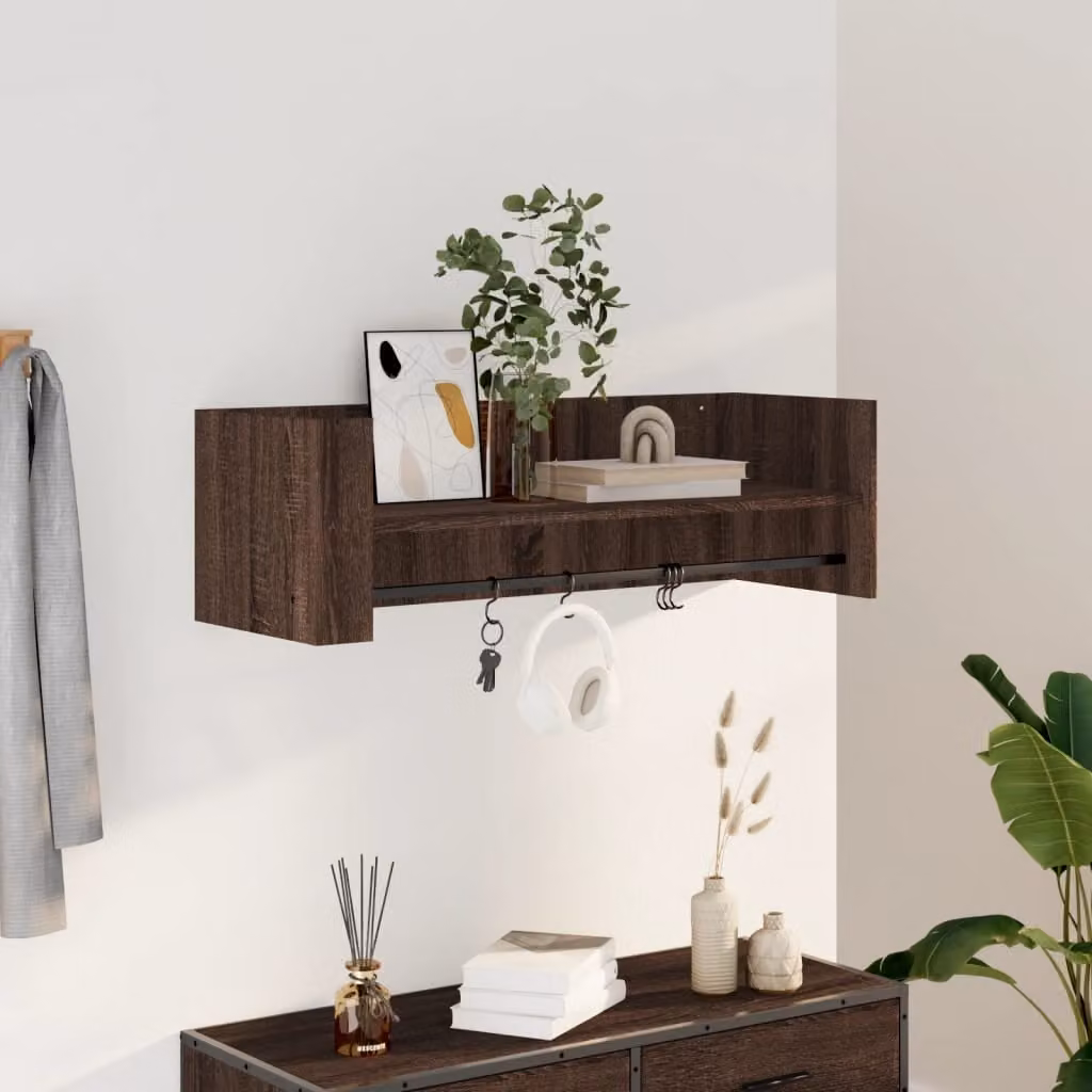 vidaXL Mensola a Muro Moderna in Legno Rovere Marrone L: 100 cm, P: 35 cm, H: 30,5 cm