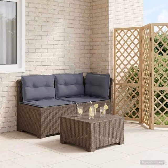 Divano da Giardino a 2 Posti con Cuscini Aspetto Rattan 2 posto 8011955