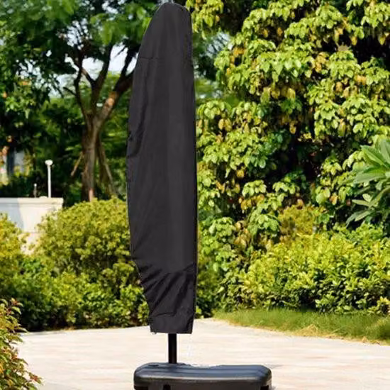 Ombrellone nero da 205 cm con cerniera e cordino