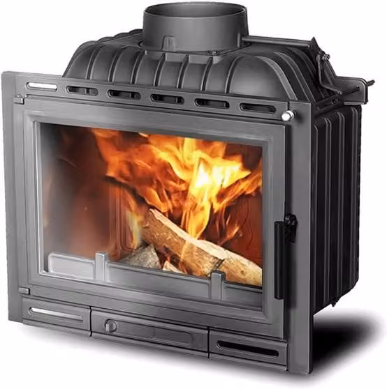 Inserto Stufa a Legna OUTINFIRE W13A ECO in Ghisa, Potenza 11,5 KW, Colore Nero o Grigio, L/P/H: 83,0 x 50,4 x 55,0 cm – 1