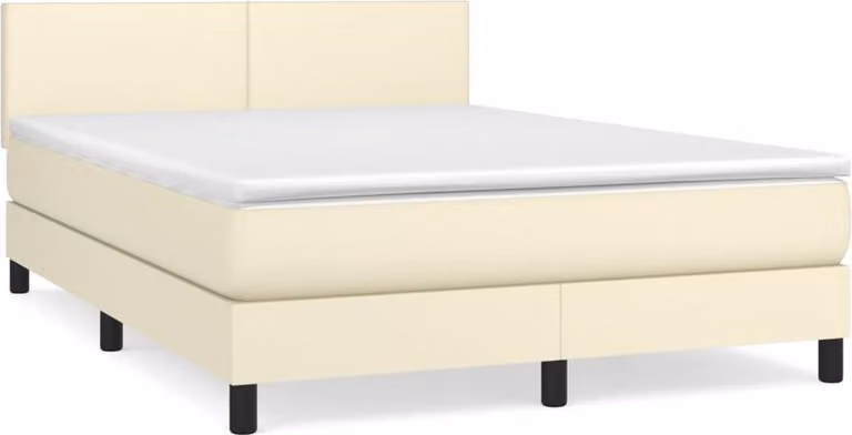 Giroletto a Molle con Materasso Crema 140x190 cm in Pelle finta