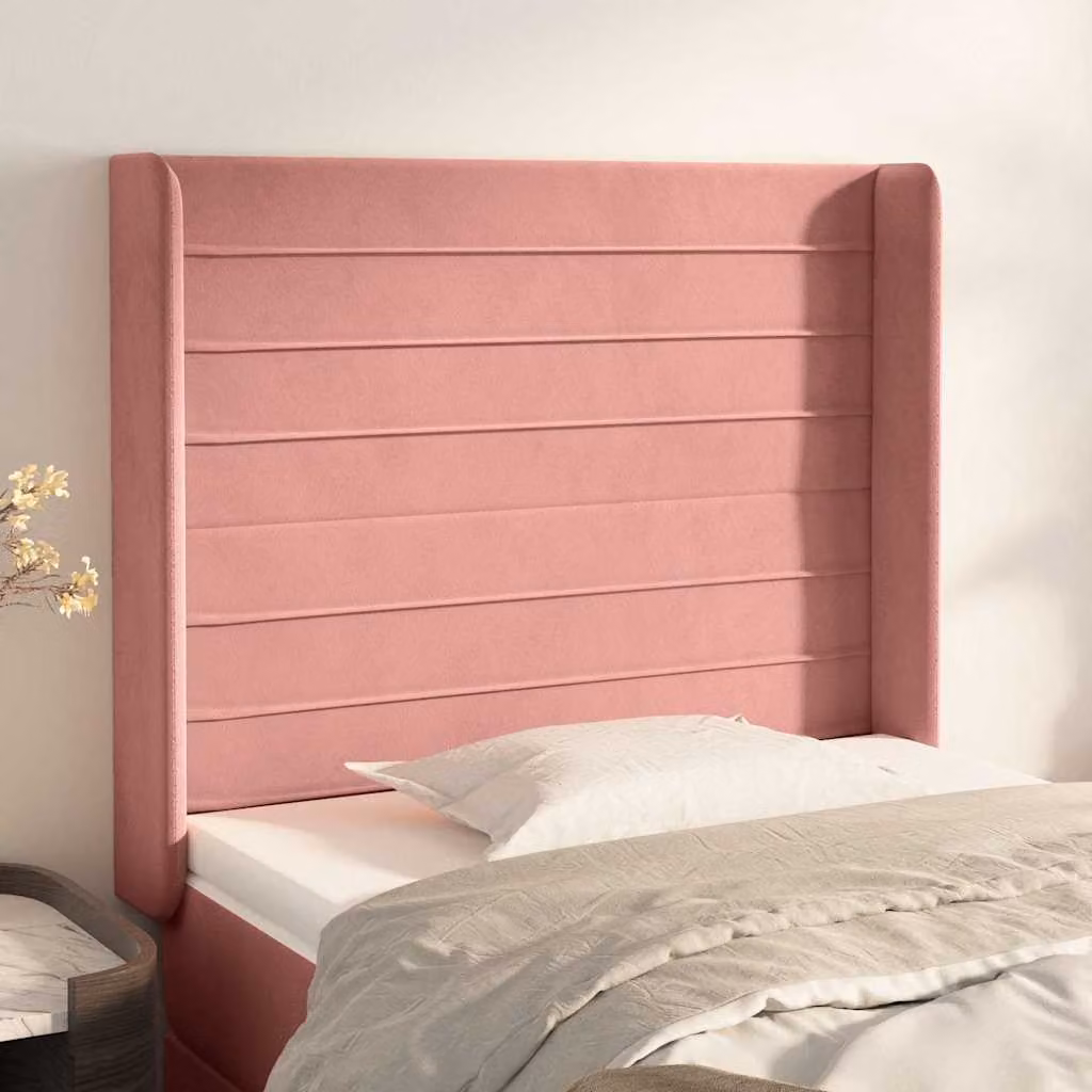 Testiera ad orecchio vidaXL in velluto rosa L: 93 cm, P: 16 cm, H: 118-128 cm