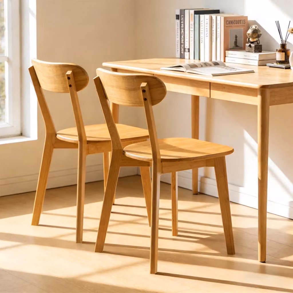 Sedie da pranzo in legno Mivray marrone stile scandinavo con finitura opaca per cucina, soggiorno o ufficio domestico – 2
