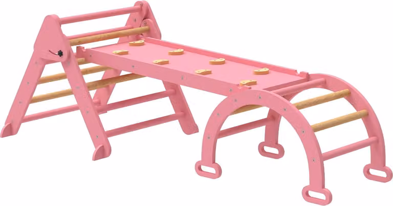 Set da arrampicata indoor, triangolo pieghevole 7 in 1 con scivolo