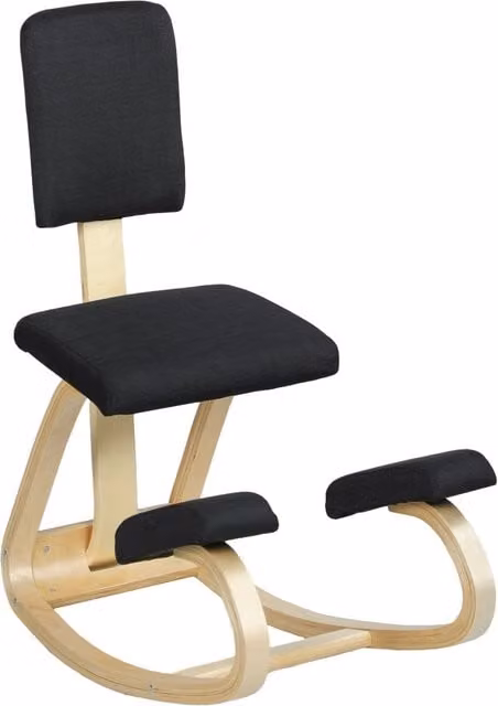 Sedia Inginocchiatoio Dondolante ¨C Xylo ¨C Tessuto Effetto Lino e Legno di Betulla, 51x84x93 cm, Nero