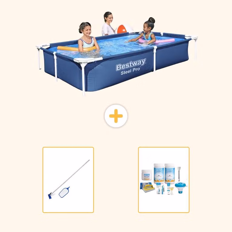 Bestway Steel Pro, piscina rettangolare - 221x150x43 cm - 3 pezzi, modello S22705