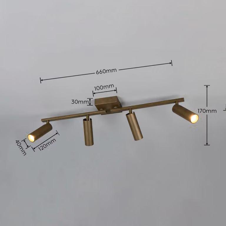 Trio Lighting Faretto da soffitto Dara, lunghezza 66 cm, metallo color platino, a 4 luci. Dara, Alluminio / Grigio / Zincato, Soggiorno / Sala da pranzo, Metallo, Moderno, Downlight