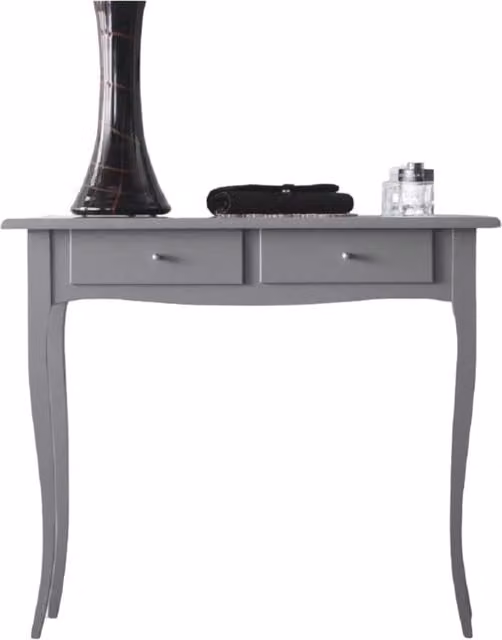 Consolle shabby chic in legno massello di Mobili2g con 2 cassetti, colore grigio, L: 92 cm, P: 39 cm, H: 78 cm – 3