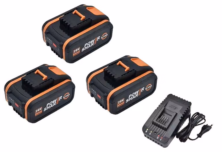 Batteria agli ioni di litio, capacità 8000 mAh, compatibile con diversi utensili, caricabatterie da 8.0Ah x 3, unità di ricarica x 1