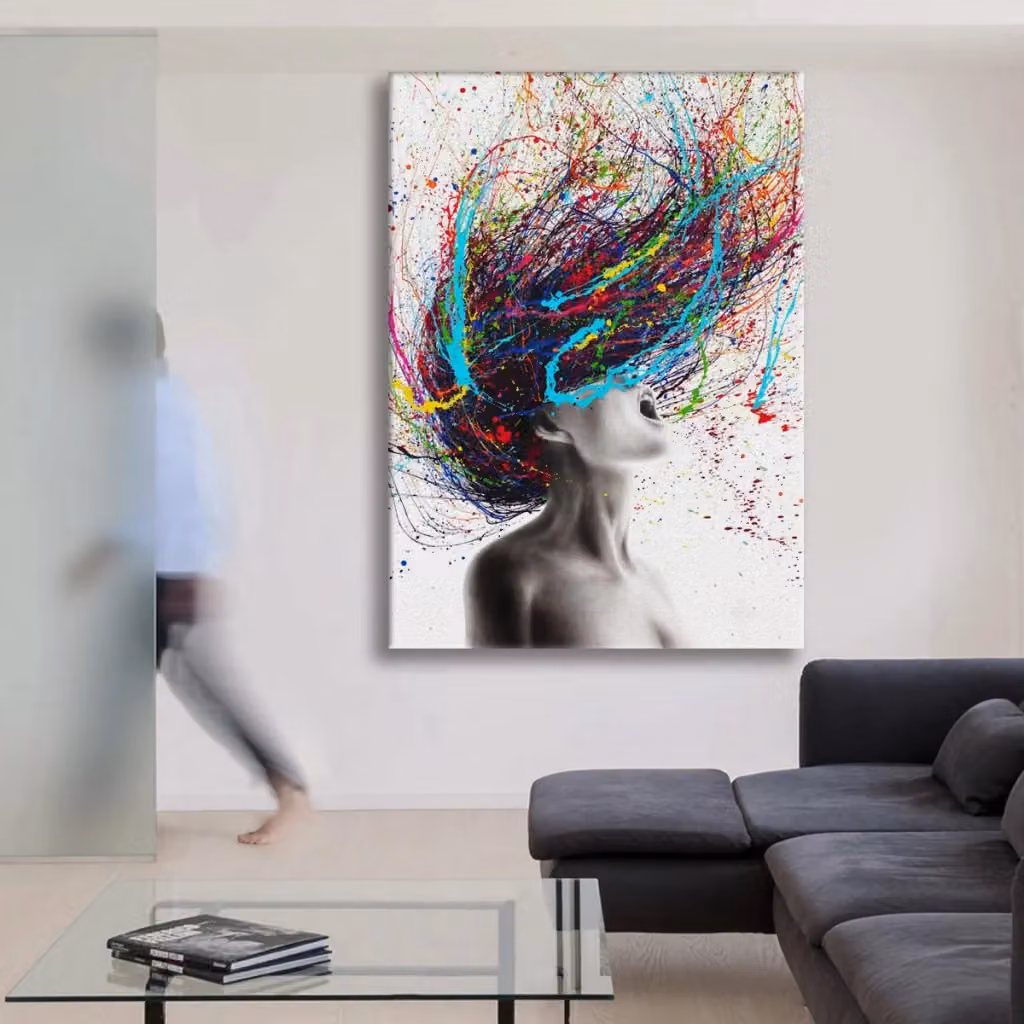 Quadro Canvas Contemporaneo Astratto Multicolore Signorbit L: 100 cm, H: 140 cm – 2