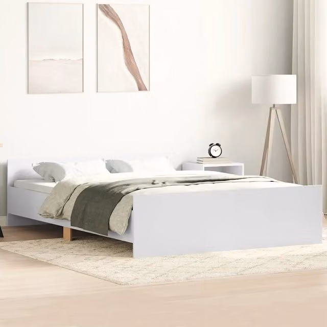Giroletto con testiera e pediera vidaXL in legno di pino bianco L/P/H: 190 x 140 x 50 cm
