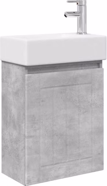 Mobile Bagno | Armadio da bagno con rubinetto Grigio Cemento 45,5 x 25,5 x 84 cm