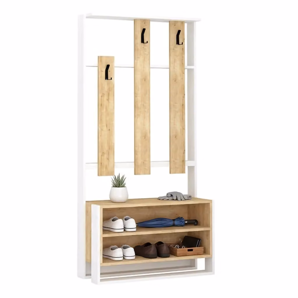 DMORA Toraji Mobile da Ingresso Moderno Bianco con 6 Ante e Ripiani, L: 90 cm, P: 36 cm, H: 180 cm – 2