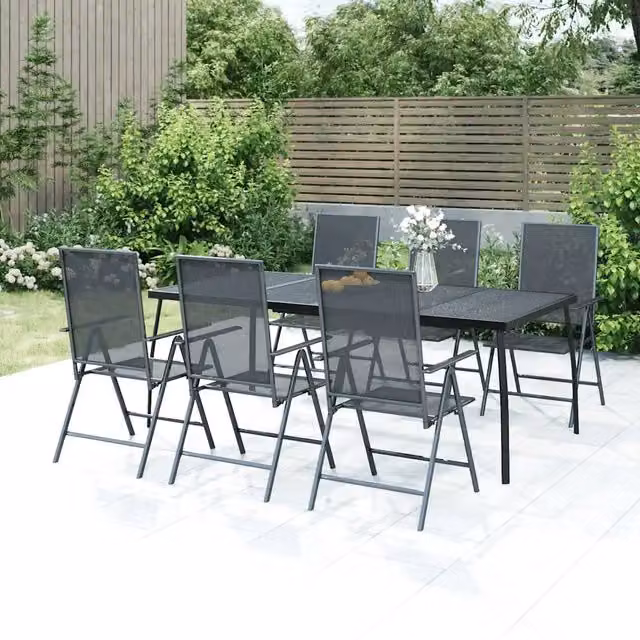 Tavolo da giardino rettangolare vidaXL in acciaio antracite L: 200 cm, P: 100 cm, H: 72 cm