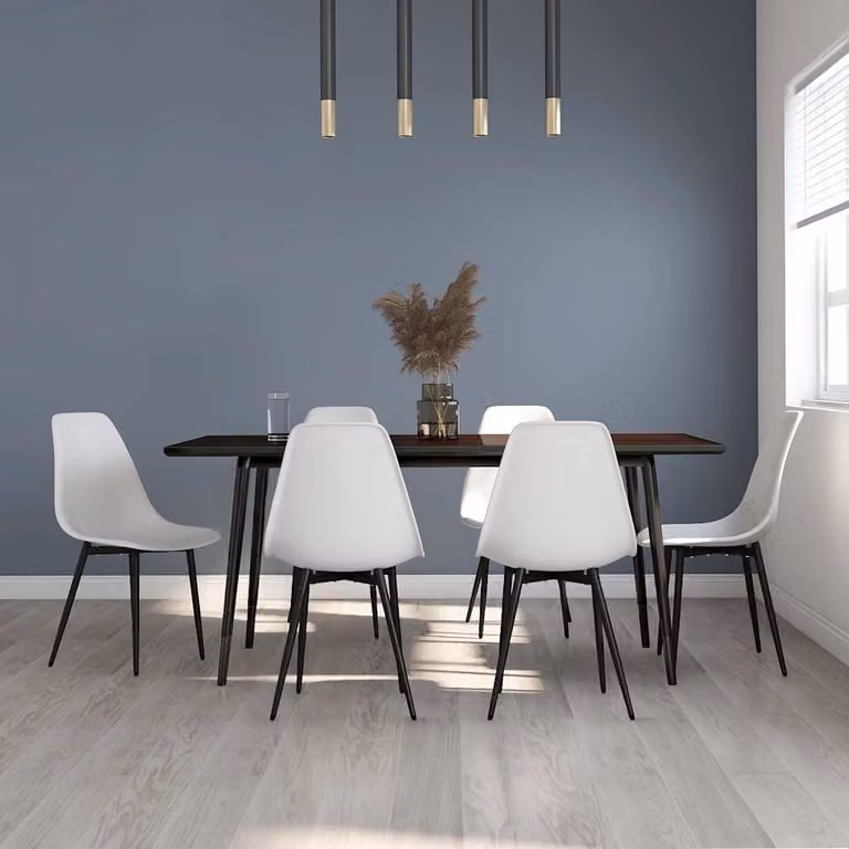 Set di 6 sedie da pranzo vidaXL bianche in plastica e metallo con design minimalista opaco