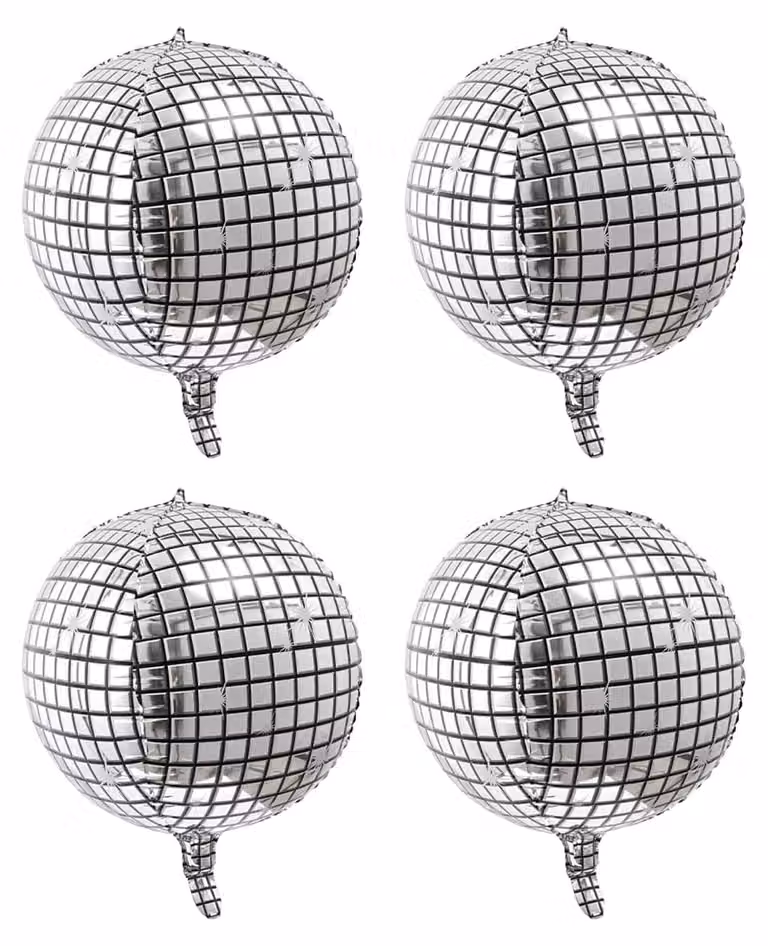Confezione da 4 palloncini a forma di disco, argento, diametro 22 pollici