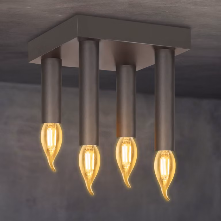 ZMH Lampada da soffitto Grigio Plafoniera Vintage - Soggiorno E14 Retro Camera da letto Industriale 4 Fiamma Metallo Soggiorno Lampada per Cucina Sala da Pranzo Corridoio Bar Casa di Campagna Illuminazione Apparecchio.