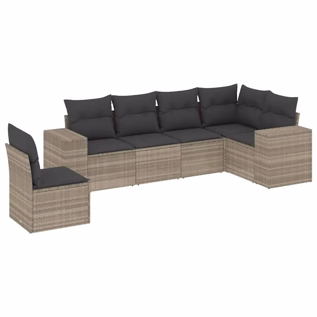vidaXL Set Divano da Giardino a L 6pz con Cuscini Grigio Moderno in Polyrattan e Acciaio – 2
