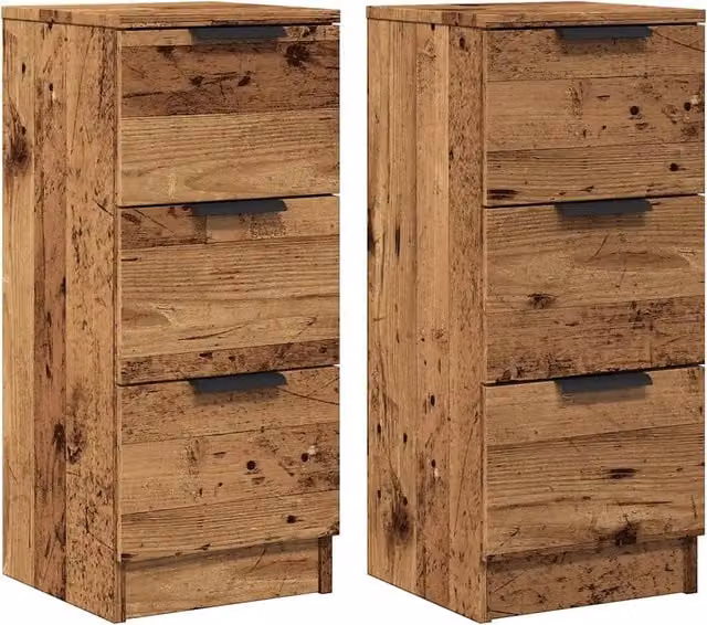 Set di 2 Credenze Design In in Legno Multistrato Colore Marrone, Madia e Buffet da Pranzo Moderno, L/P/H: 30 x 30 x 70 cm
