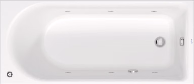 Duravit D-Neo baignoire balnéo, à encastrer, 1 pente de dossier, Jet Protect, 1600x700mm, 760472000JP1000, 760472000JP1000