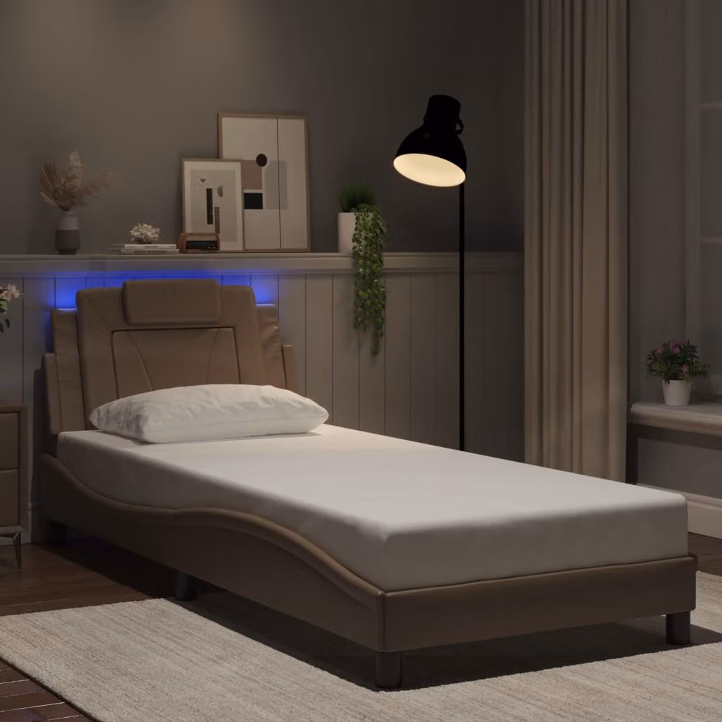 vidaXL Giroletto Viana con LED senza Materasso Cappuccino 90x200 cm