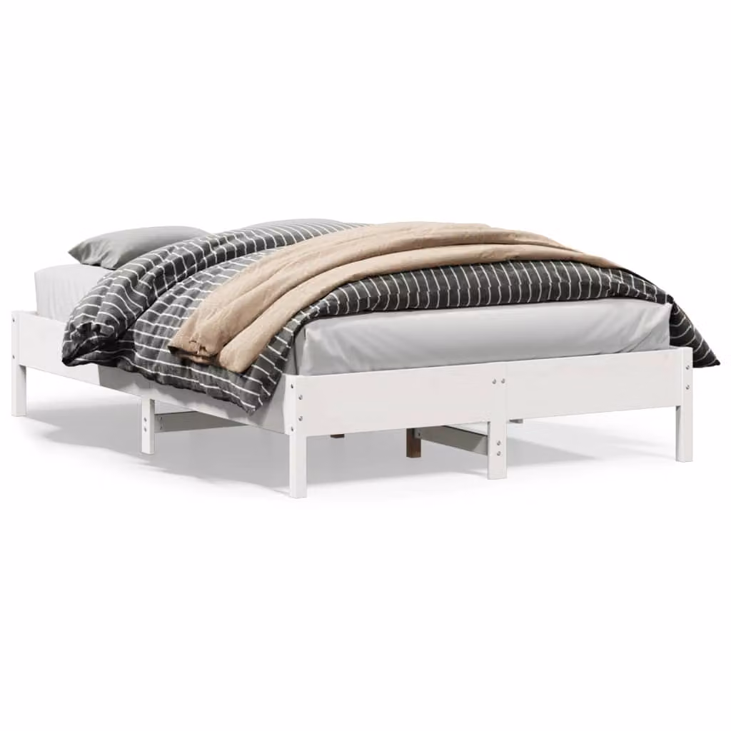 Letto senza materasso vidaXL in legno massello di pino bianco con doghe fisse L: 160 cm, P: 200 cm, H: 165,5 cm