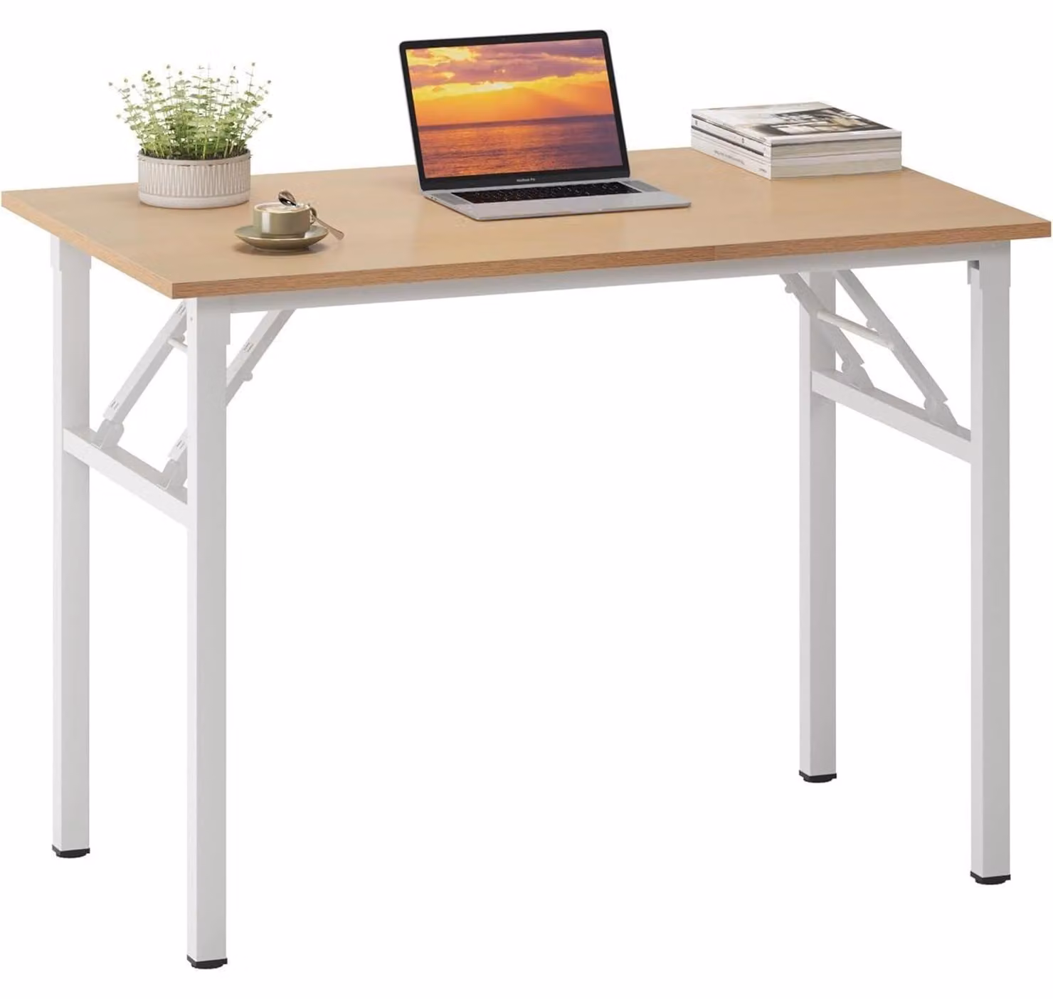 Scrivania pieghevole, scrivania per computer, legno, finitura noce bianco, 80x40 cm