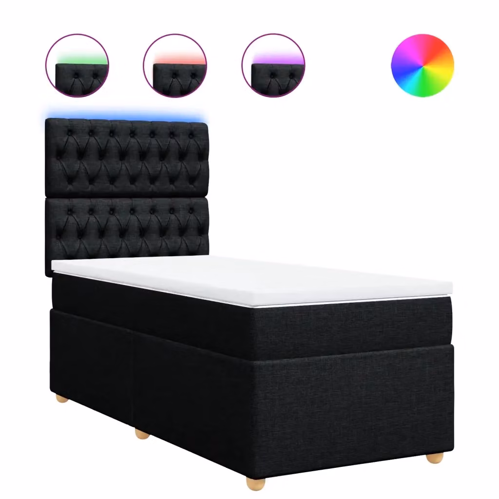 Letto Ibrido Moderno vidaXL con Materasso in Tessuto Nero e Bianco L/P/H: 90 x 190 x 150,5 cm – 2