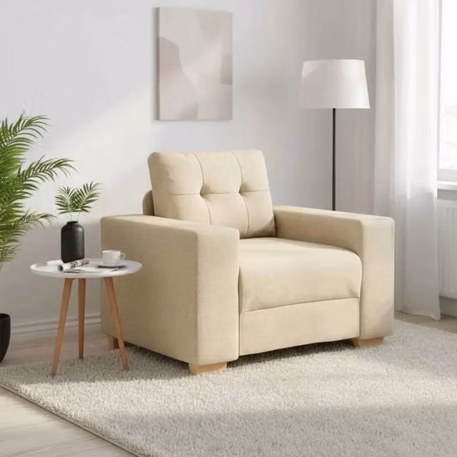 Poltrona Lounge Moderna vidaXL in Tessuto Beige con Braccioli L/P/H: 100 x 78 x 80 cm