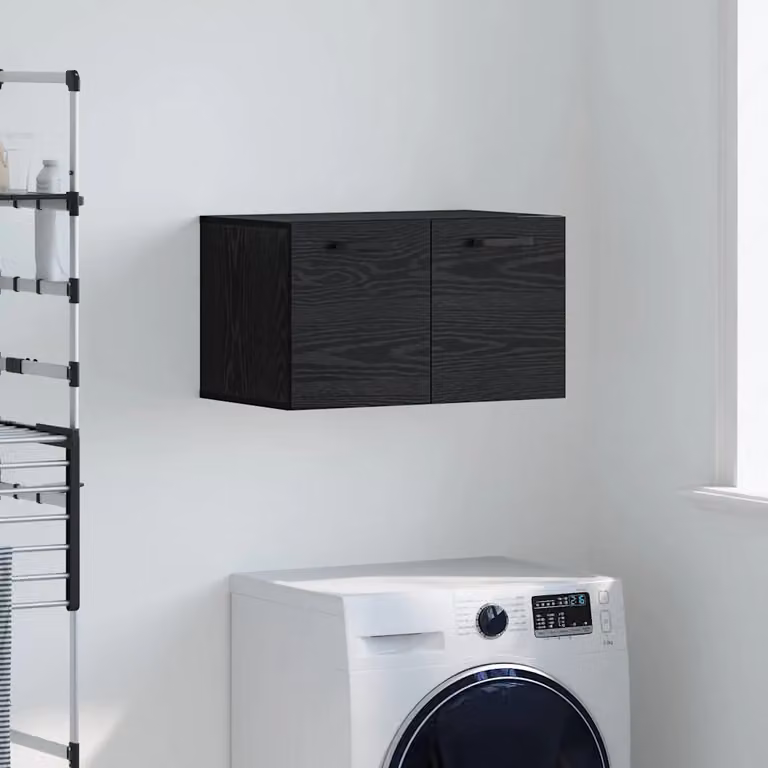 Mobiletto a muro moderno vidaXL in legno nero opaco L/P/H: 60 x 36,5 x 35 cm