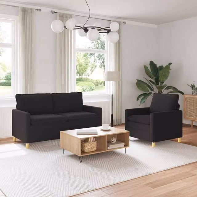 Set di divani 2 pz Nero Tessuto 3417081
