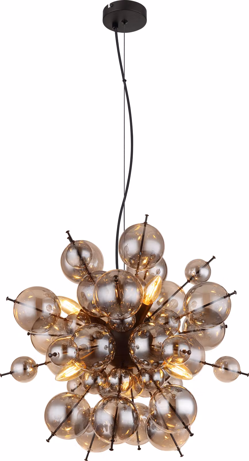 Globo - lampada a sospensione - Udo - nero - vetro fumé - Ø 55cm - E14 - 15633HS