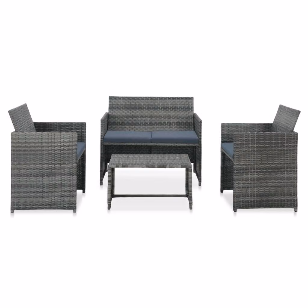 Maison Exclusive - Set da giardino da 4 pezzi con cuscini in polyrattan grigio