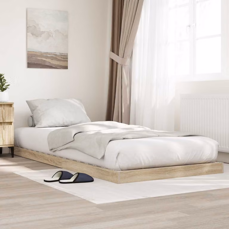 Struttura letto a terra vidaXL in legno ingegnerizzato color Sonoma, L: 193 cm x P: 74,5 cm