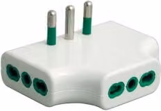 Adattatore 3 prese 2P+T 10/16A bipasso standard italiano Fanton Bianco 87220
