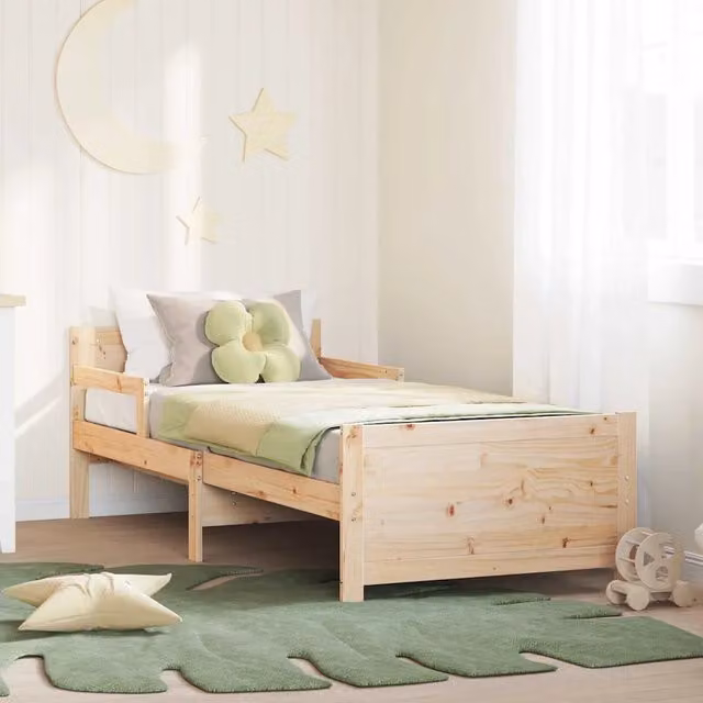 Struttura letto moderna vidaXL in legno di pino marrone e beige L: 200 cm, P: 80 cm, H: 87,5 cm