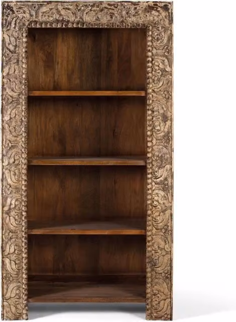 Libreria etnica in legno di mango con finitura anticata marrone Giner Y Colomer Altezza: 183 cm