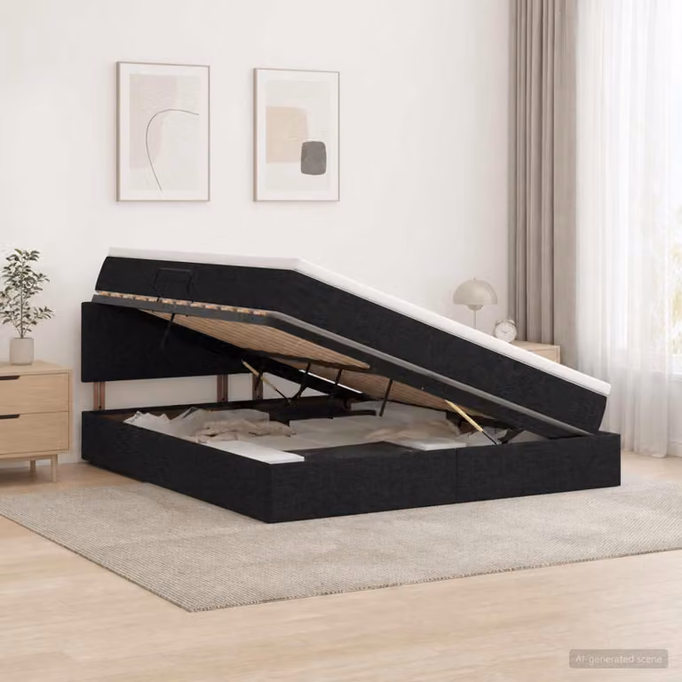 Letto con contenitore e materasso vidaXL in velluto nero L/P/H: 140 x 190 x 88 cm