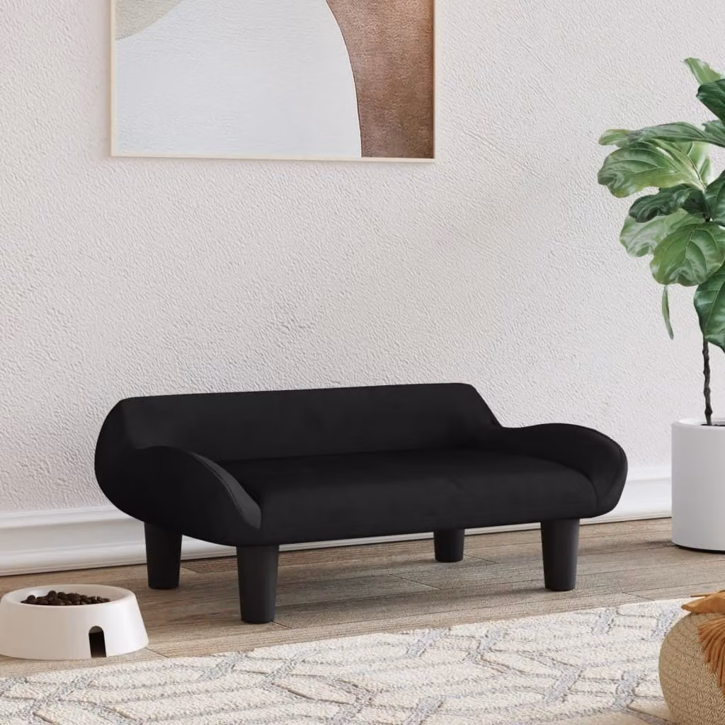 The Living Store Letto per cani nero 70x40x24 cm in velluto