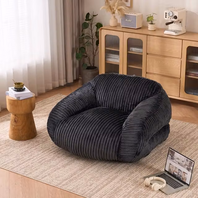 Poltrona sacco adulto 116x110x61 cm grigio scuro; senza montaggio; velluto a coste;