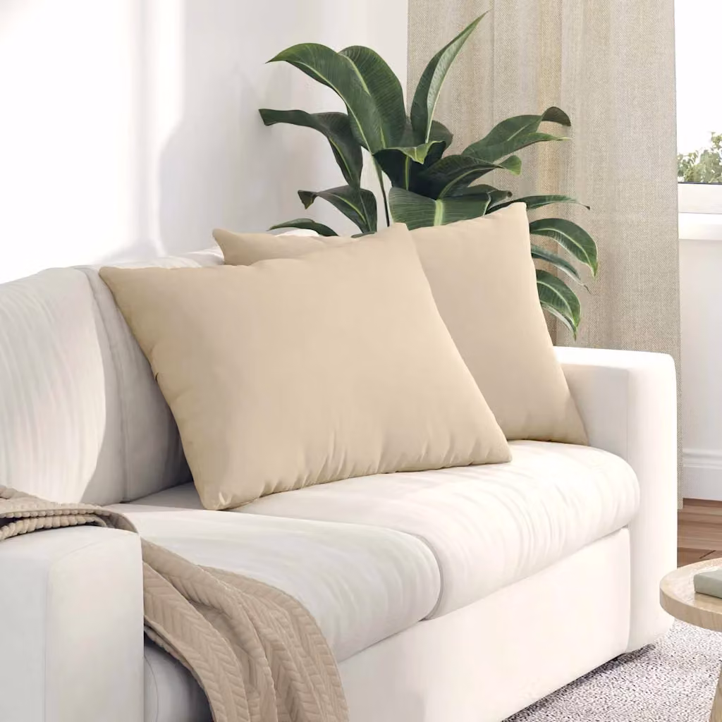 Set di 2 cuscini da divano vidaXL in tessuto beige con rivestimento rimovibile, L 70 cm x P 50 cm
