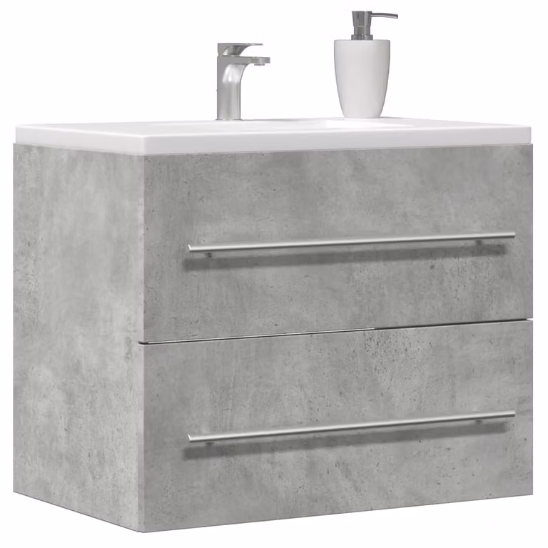 Lavabo da bagno sospeso vidaXL in legno multistrato e MDF, colore grigio cemento, L: 60 cm, P: 38,5 cm, H: 48 cm