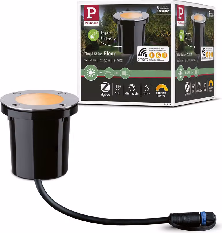 Paulmann Plug & Shine LED luce da incasso a pavimento luce dorata spot singolo insetto-compatibile