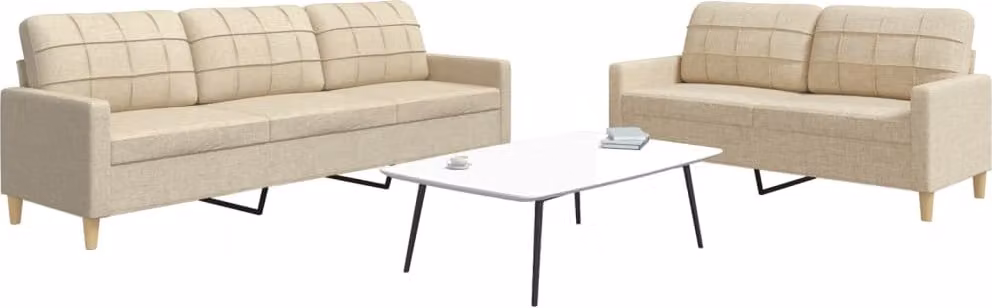 Maison Exclusive - Set divano a 2 posti in tessuto color crema