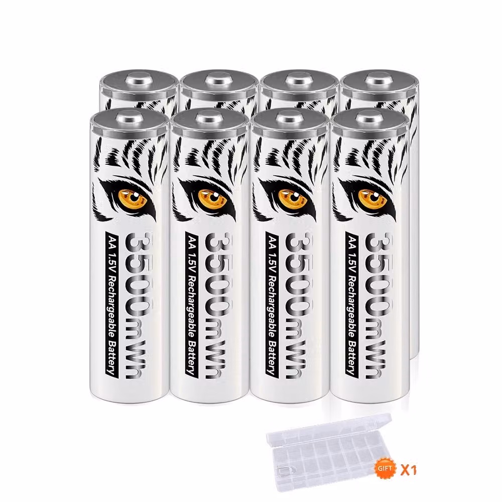 Batteria ricaricabile AA Li-Ion, capacità 3500mWh, ideale per i telecomandi, nera