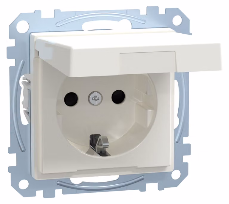 Merten SCHUKO presa di corrente pws/gl con coperchio incernierato IP44 MEG2414-0319