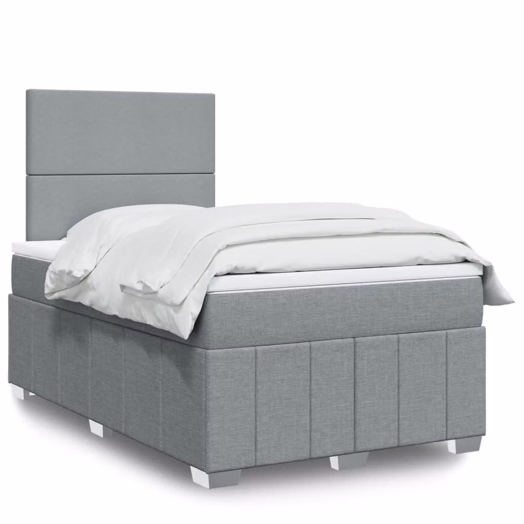 vidaXL Letto Ibrido con Materasso e Struttura Imbottita Grigio e Bianco L/P/H: 120 x 200 cm